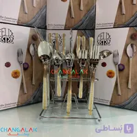 ست رومیزی قاشق چنگال فیلیکس نیمه طلایی طرح ورساچه - چنگالک