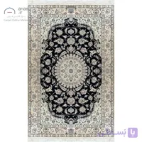 فرش دستباف نایین سرمه‌ای ۶ لا گل ابریشم – قالیچه (۱۳۰ × ۲۰۰ سانتی‌متر) کد D28163