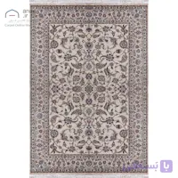 فرش دستباف نایین افشان کرم ۶ لا گل ابریشم – سایز پرده‌ای (۱۵۰ × ۲۴۰ سانتی‌متر) کد D28164