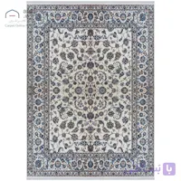 فرش دستباف نقشه افشان نایین کرم ۶ لا گل ابریشم – ۹ متری کد D28213