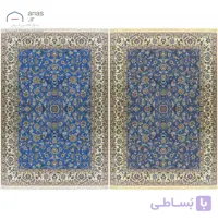 فرش دستباف نایین جفت ۶ متری نقشه افشان آبی ۶ لا گل ابریشم کد D28198