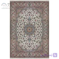 فرش دستباف نایین ۹لا کرم نقشه لچک و ترنج گل ابریشم – ۶ متری کد D28171
