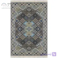 فرش دستباف نایین سرمه‌ای نقشه جوشقان ۶ لا گل ابریشم – قالیچه (۱۲۰ × ۱۸۵ سانتی‌متر) کد D28187