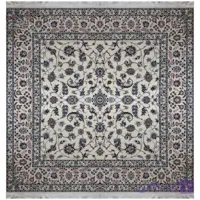 فرش دستباف نایین مربع ۲×۲ متر افشان کرم ۶ لا گل ابریشم کد D28190
