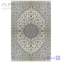 فرش دستباف نایین کرم نقشه لچک و ترنج ۹ لا گل ابریشم – ۶ متری کد D28158