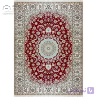 فرش دستباف نایین لاکی نقشه لچک و ترنج ۹ لا گل ابریشم – ۹ متری کد D28207