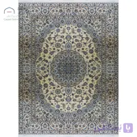 فرش نایین ۶لا اخوان لچک و ترنج دستباف کرم گل ابریشم – ۹ متری کد D28177