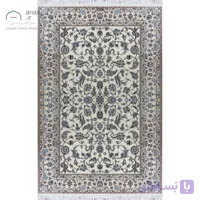 فرش دستباف نقشه افشان نایین کرم ۶ لا گل ابریشم کد D28165