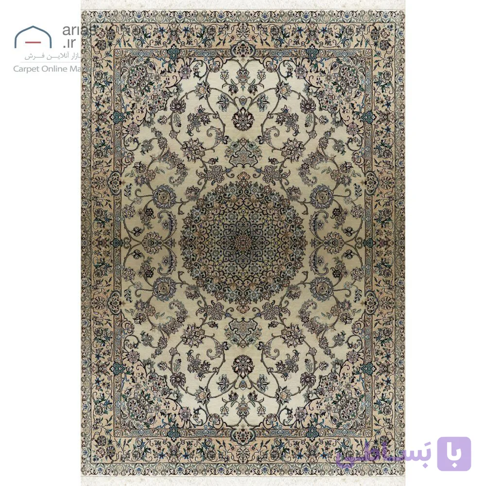 فرش دستباف نایین کرم لچک و ترنج – ۲۰۰×۲۷۰ سانتیمتر کد D28161