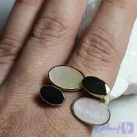 انگشتر دو بیضی مشابه طلا سفید