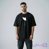 تی شرت مردانه اورسایز پنبه یکرو طرح حروف مدل IRAN - احسان موری شیریانی