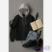 سویشرت دورس کلاه دار اسپان داخل کرکی فری سایز طوسی