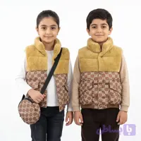 پافر بچه گانه بالا خز قهوه ای باکسی شمعی پفکی