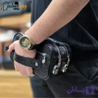 کیف دستی چرم طبیعی چرم ظفر دو خانه با جاکارتی و رمزدار - احسان موری شیریانی