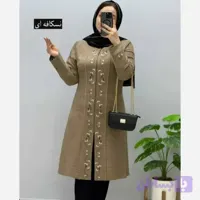 مانتو مزونی مدل دلوین جنس شانتون صوفیا جودن یقه گرد سایز بزرگ
