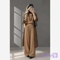 ست پلنگی 3 تیکه دنیرا شامل مانتو تاپ و شلوار جنس مانتو الیزه و تاپ و شلوار صوفیا فری سایز