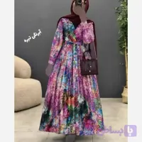 پیراهن حریر آبرنگی زنانه آستر دار فری سایز