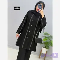 مانتو بلند ژاکارد مشکی سایز بزرگ مناسب سایز 46 تا 52