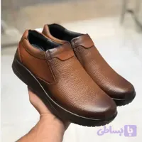 کفش چرم مردانه طبی رخشی طرح کلارک عسلی چرم طبیعی گاوی زیره پیو تزریق - احسان موری شیریانی