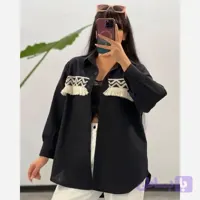 تونیک لینن زنانه سینه خرجکار مشکی فری سایز
