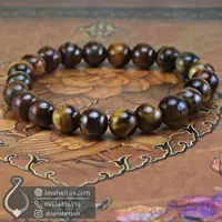 دستبند کشی ساده سنگ چشم ببر طبیعی جواهرلوکس _ کد 401055