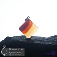 گردنبند سنگ کارنلین تراش مربع دو رنگ طبیعی _ کد 400973