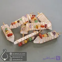 گردنبند کریستال کوارتز و هفت سنگ چاکرا مدل سیم بافت پاکسازی و انرژی _ کد 401106