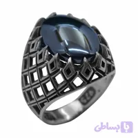 انگشتر حدید صینی مردانه نقره طرح شبکه کد{101048}