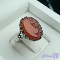 انگشتر مردانه عقیق سرخ خطی یا علی کد 3699