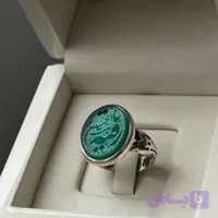 انگشتر مردانه عقیق سبز خطی اصل ذکر یا رقیه کد 3706