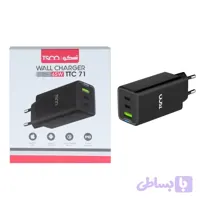 شارژر دیواری PD و فست سه پورت TSCO مدل TTC 71 65W – مشکی