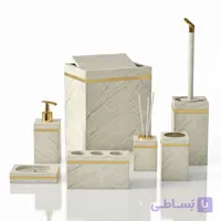 ست سرویس بهداشتی 7 پارچه هارمونی مدل رویا طرح ماربل کرم طلایی