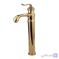شیر روشویی پایه بلند کسری مدل دانوب سفید طلایی