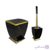 ست سطل و فرچه هارمونی مدل آوا ماربل مشکی طلایی
