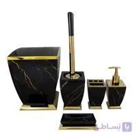 سرویس 5 پارچه هارمونی مدل آوا طرح سنگ مشکی طلایی