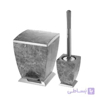 ست سطل و فرچه هارمونی مدل آوا طرح سنگ طوسی کروم