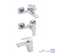 ست سه تکه شیر روشویی، توالت و دوش کسری مدل کنکورد کروم