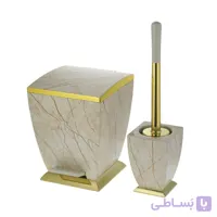 ست سطل و فرچه هارمونی مدل آوا طرح سنگ کرم وانیلی طلایی