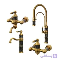 ست چهار تکه شیرالات کسری مدل توکیو مشکی طلایی