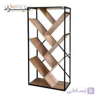 کتابخانه فلزی طبقه مورب چوبی دکوراتیو هیراد مدل K171