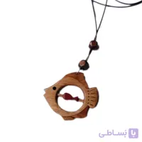 گردنبند طرح ماهی چوب دو رنگ گردو و عناب