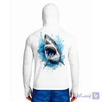 تیشرت ماهیگیری آستین بلند با کلاه و اسکارف سرخود مدل Hammerhead shark