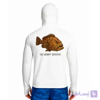 تیشرت ماهیگیری آستین بلند با کلاه و اسکارف سرخود مدل Grouper