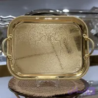 سینی مستطیل برند وینکس طلایی دسته طنابی
