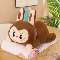 عروسک مدل لبوبو خوابیده کد JIM110 طول 55 سانتی‌متر به همراه پتو