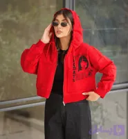 سوییشرت کلاه خرگوشی پشت چاپی پارچه دورس 3 نخ