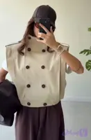وست ZARA پارچه کتان پارکا استردار 4 رنگ جذاب