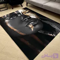 فرش مدرن طرح چهره ، ملکه سیاه طلاکوب کد 55025 (پس کرایه)
