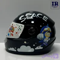 کلاه کاسکت بچگانه فک ثابت Ibk مشکی براق طرح Space