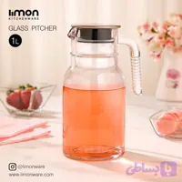پارچ شیشه ای 1 لیتر درب استیل(لیمون)۲۳۴۹